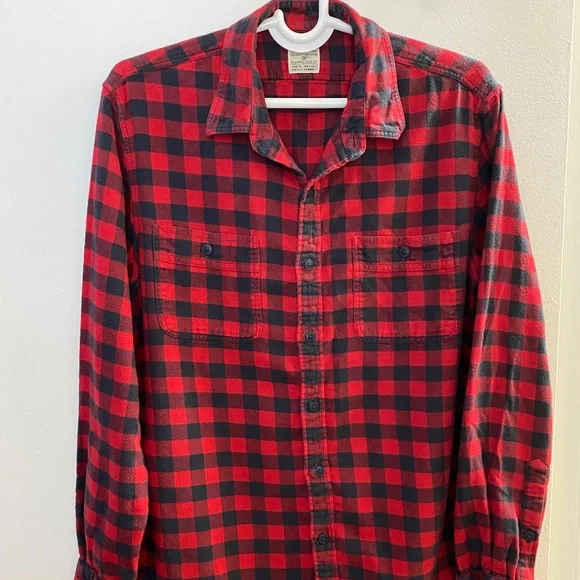J.Crew Flannel Slim-fit Red and Black Shirt - Size L - Picture 1 of 6